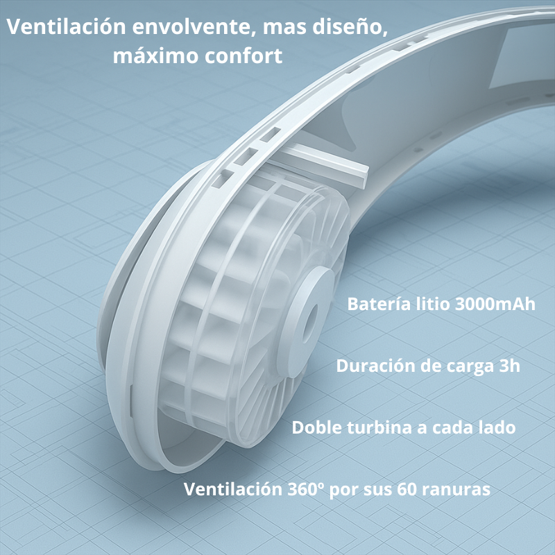 Ventilador de cuello portátil Airhalo, 3 Velocidades de Frescor.